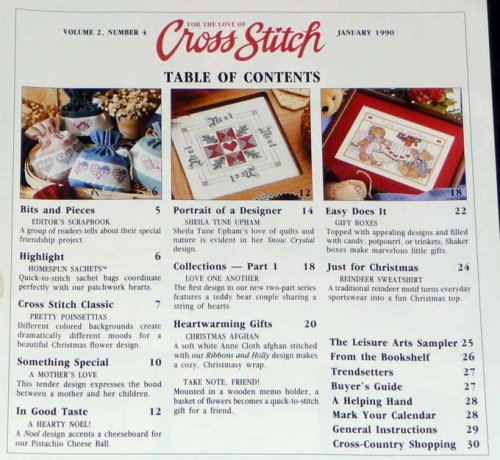 For the Love of Cross Stitch January 1990 Cross Stitch magazine with full patterns (For The Love Of Cross Stitch, 2)