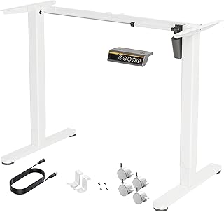 Standing Desk Frame, Electric Height Adjustable Desk Legs, Sit-Stand Desk Frame with 4 Memory Controls for Home Office White