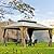 Domi Outdoor Living 12’x14’ Hardtop Gazebo, Wooden Coated Aluminum Frame Canopy with Galvanized Steel Double Roof, Outdoor Permanent Metal Pavilion with Curtains and Netting for Patio, Deck and Lawn