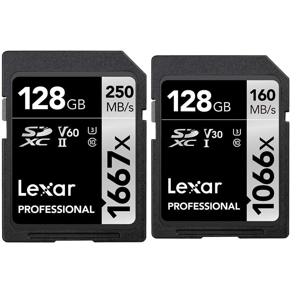 Lexar 128GB SDXC UHS-II & UHS-I Memory Cards (1667x & 1066x) Bundle for DSLR Cameras