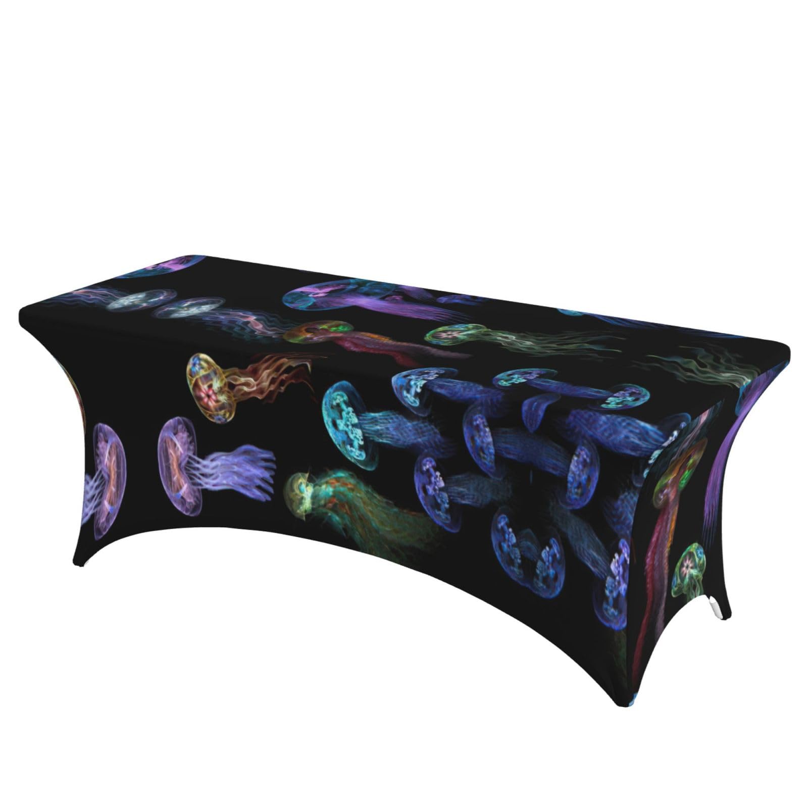 Nappe de table extensible de 1,8 m imprimée méduses - Protection élasthanne lavable