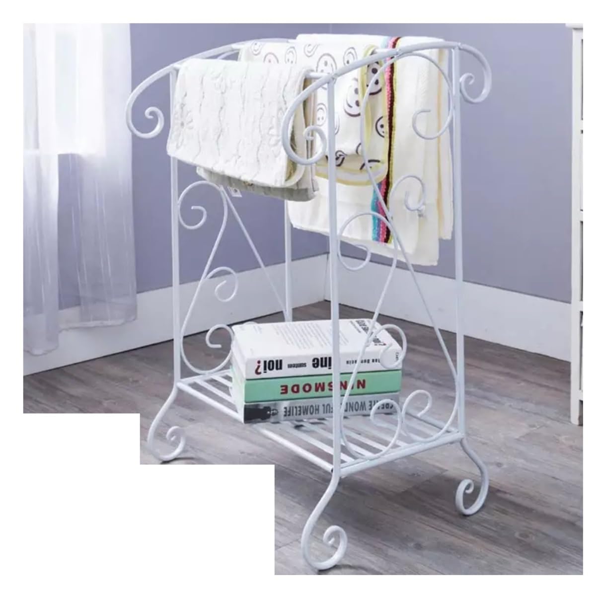 DKRAHRJJ Towel Rack, Freestanding 3 Tier Towel Stand with Shelf, Floor Towel Holder for Bedroom Bathroom/White/46 * 24 * 70Cm