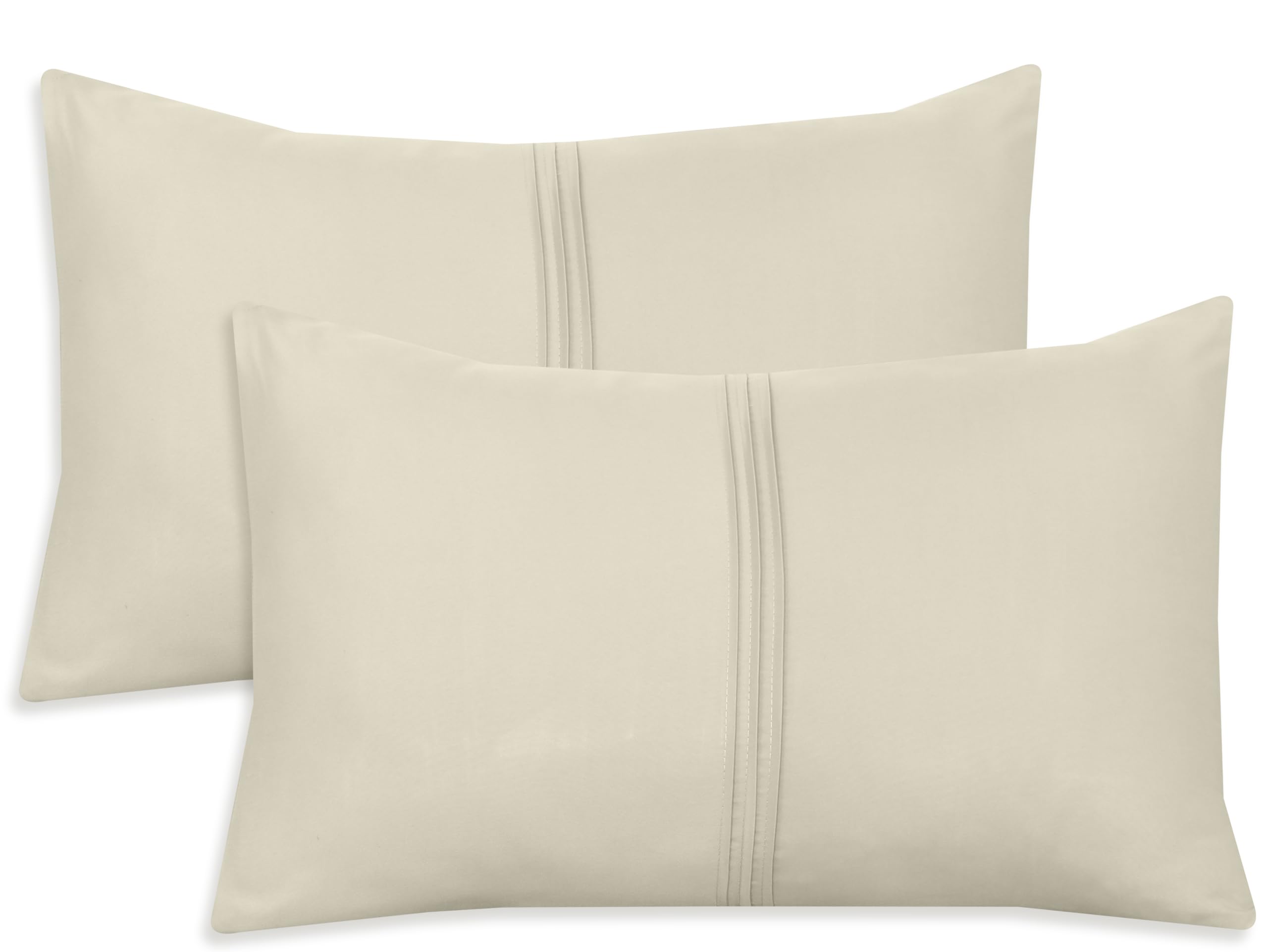 Nafay Living Pintuck Pillowcases 2 Pack Brushed Microfiber Soothing Feel Wrinkle & Fade Resistant with Envelope Closure (Cream)
