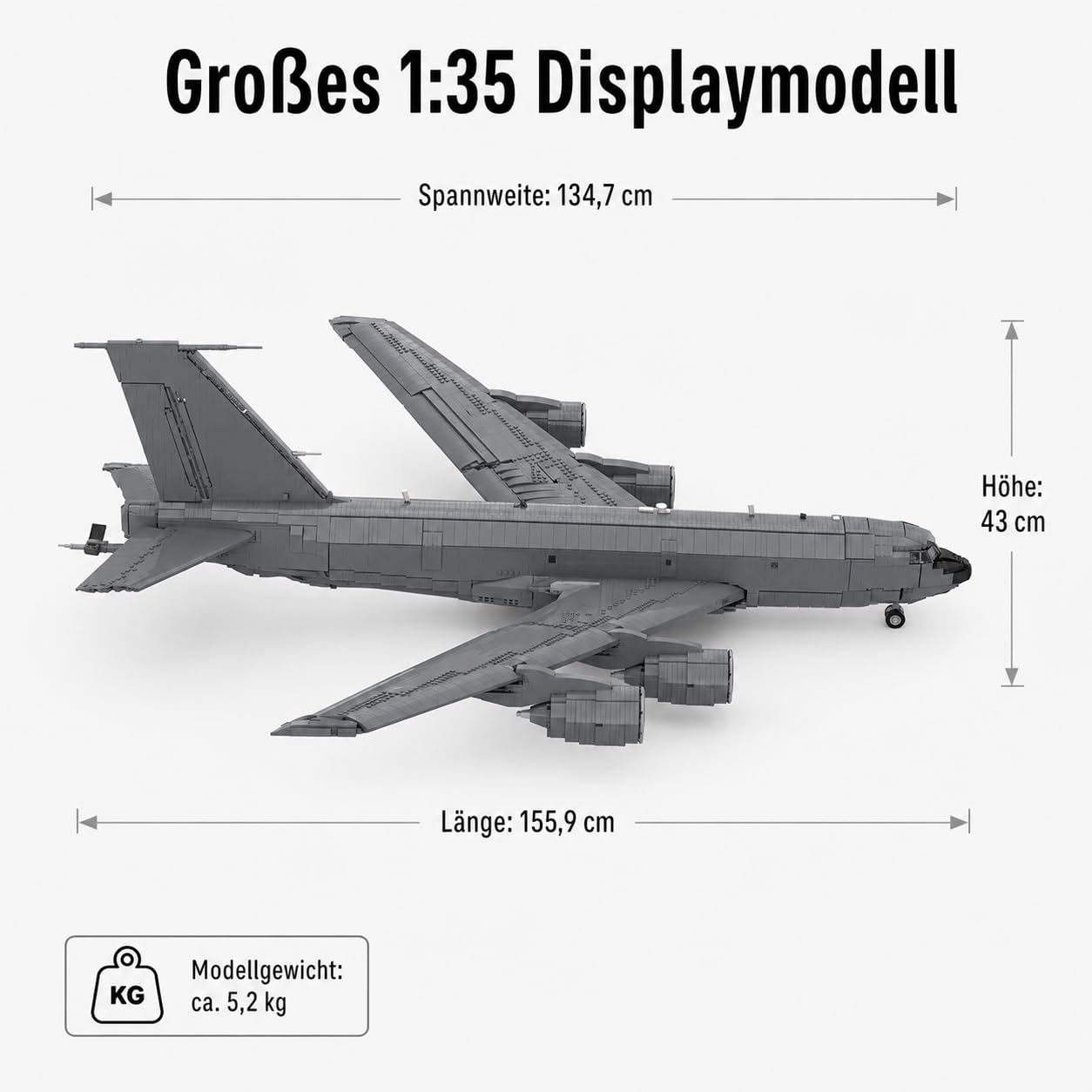 KC-135 Militär Luftfahrzeug Klemmbausteine Modular, MOC Armee Flugzeug Modellbausatz, Flugzeugbetankung Modell für Erwachsene 16+, Dekorationen 5818 Telie