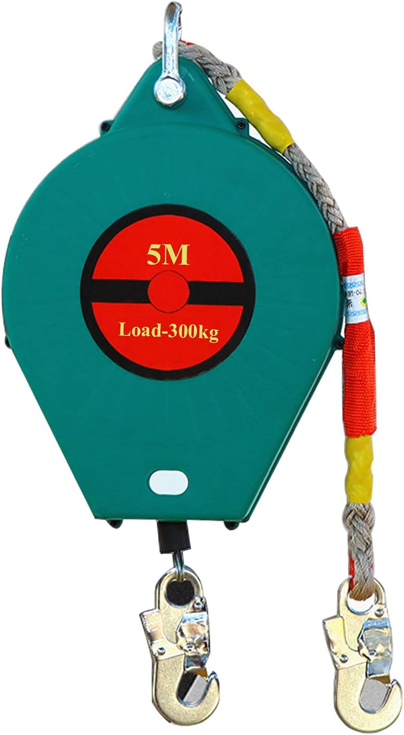 Self Retracting Lifeline Fall Protection, Retractable Fall Arresters with Double Shell Structure, Fall Arrest Equipment for Construction Site and Climbing Tower Crane, Maximum Load-300KG