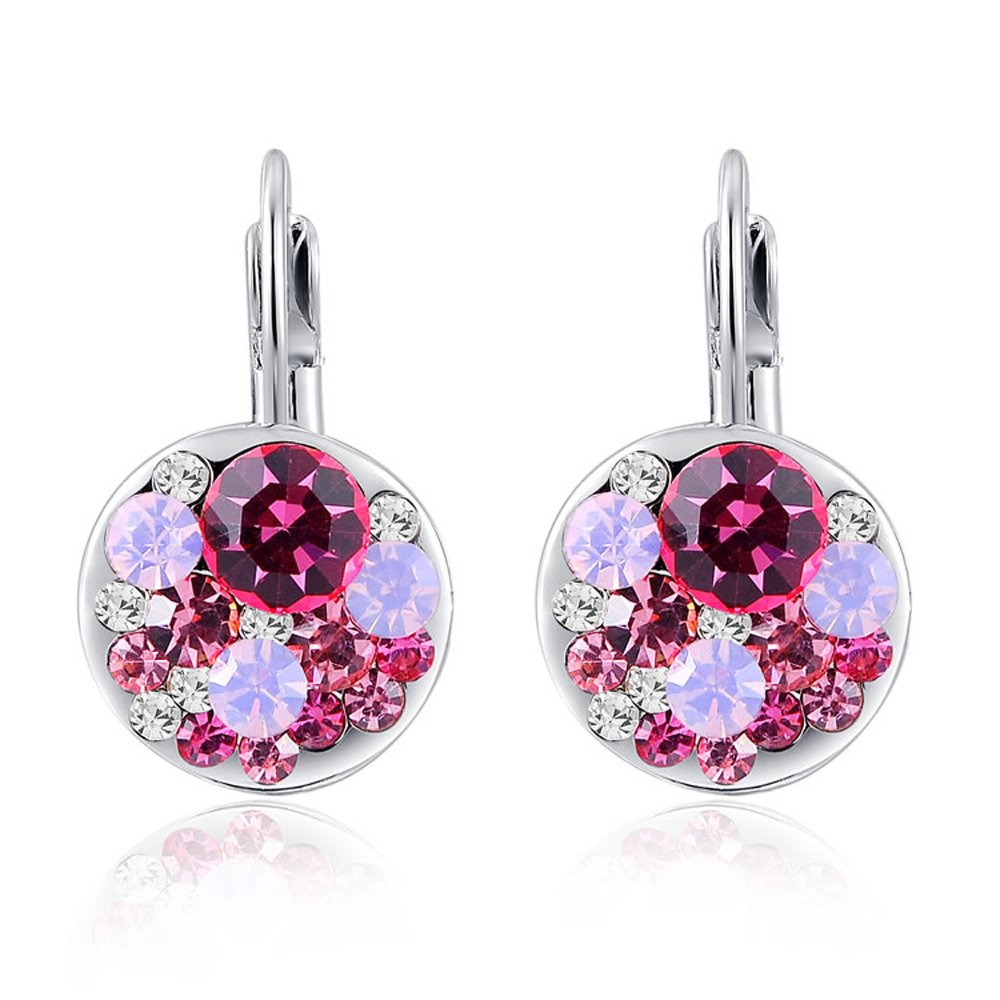 Ananth JewelsSwarovski Elements Pink Zircon Dangle Earrings for Women