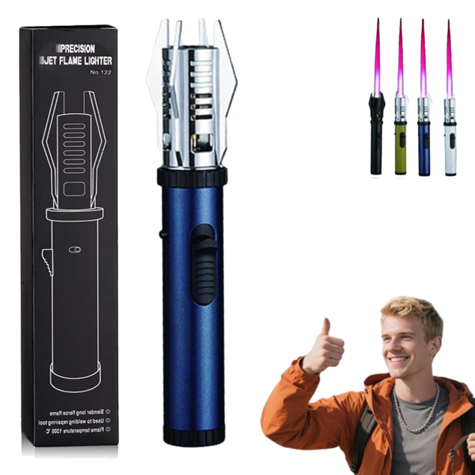 Lux Blaze Lighter, Luxblaze Plasma Lighter, Adjustable Windproof Torch Lighter with Safety Lock, High-Heat Outdoor Flame for Camping, BBQ, Candles, Welding, Baking, Outdoor Cooking (Black2pc) — view 10