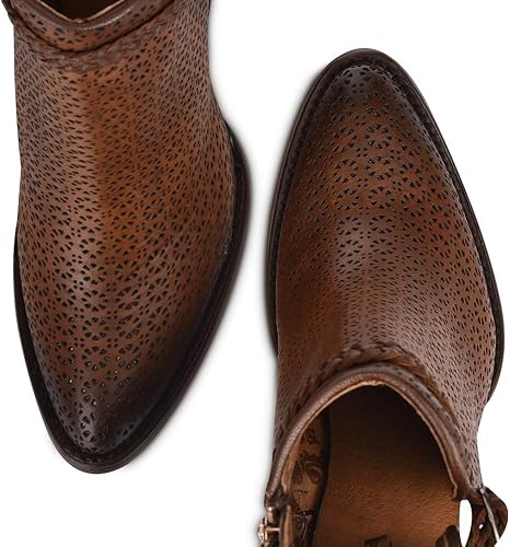 Miniatura 7 de Cuadra Botín de mujer en piel bovina con perforaciones con cremallera