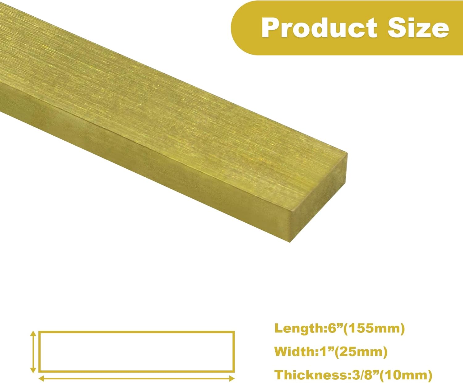 真鍮製フラットバーストック 3/8インチ (.375インチ) x 1インチ x 6インチ
