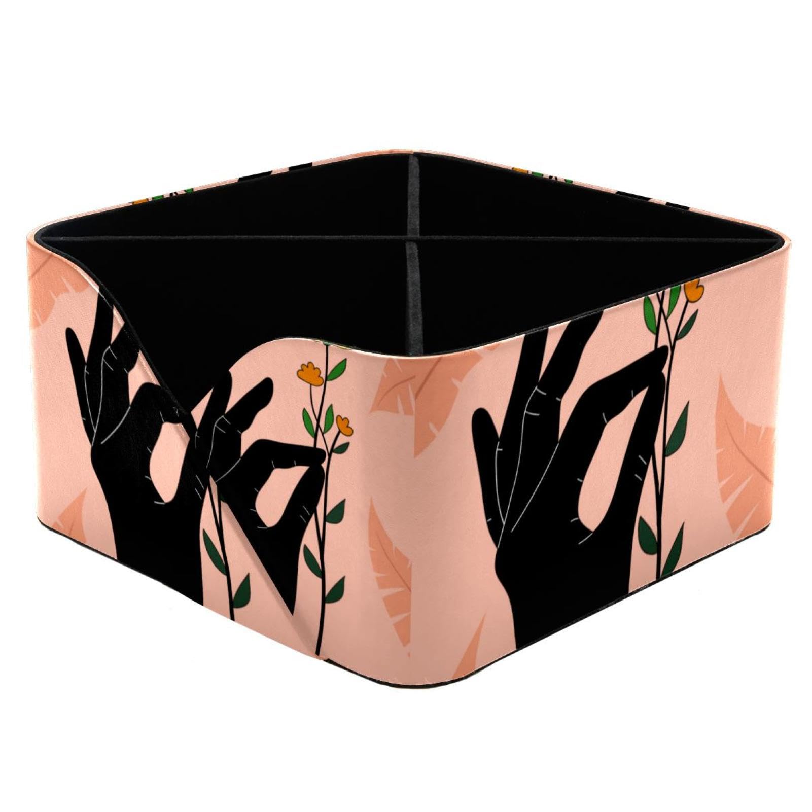Pot à crayons rectangulaire fleurs jaunes pour ranger le bureau