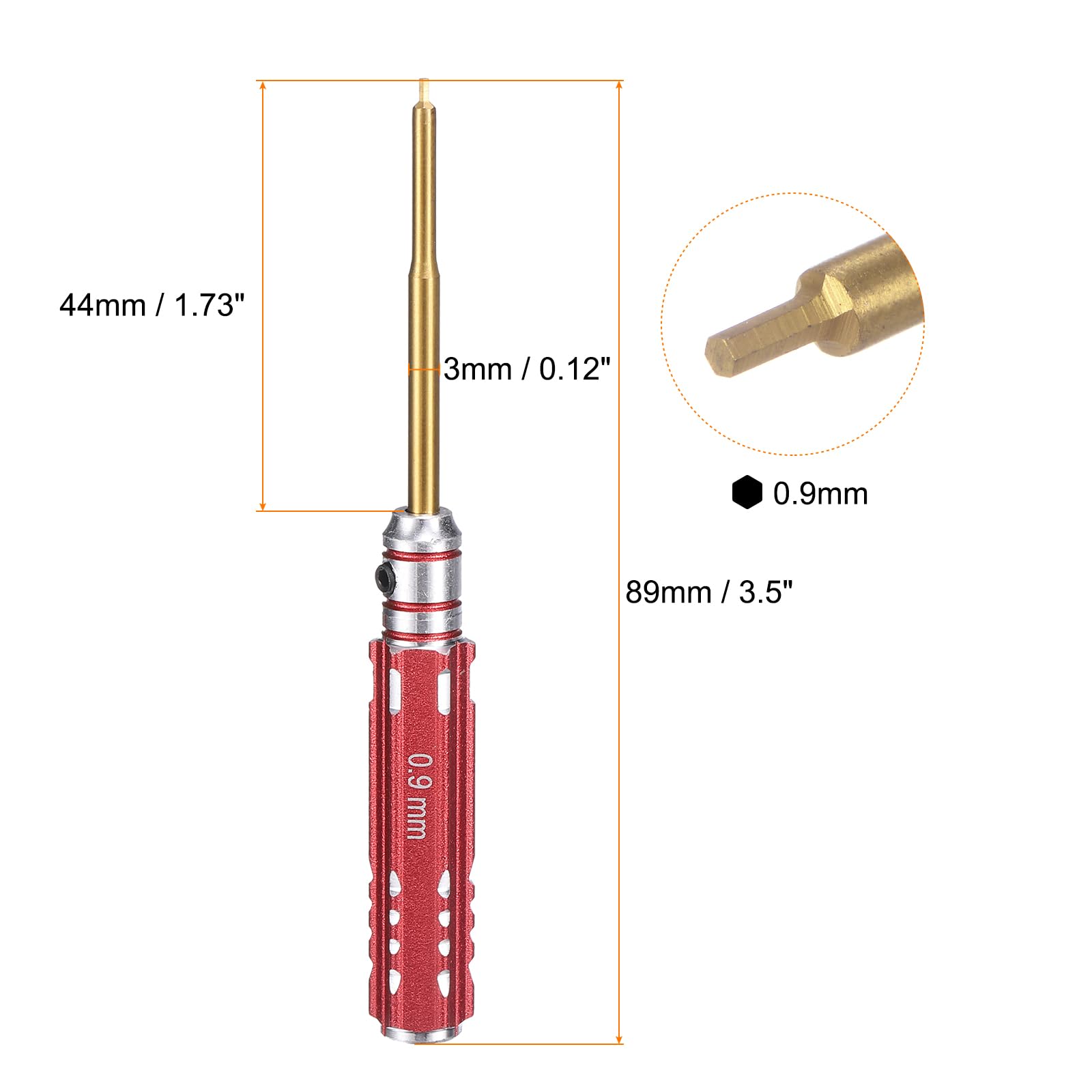 QUARKZMAN 2 Pezzi RC Cacciavite A Brugola 0.9mm Mini Cacciaviti Esagonali In Titanio Chiave A Brugola RC Attrezzo Di Riparazione Per Modelli Auto Elicottero Barca Rosso