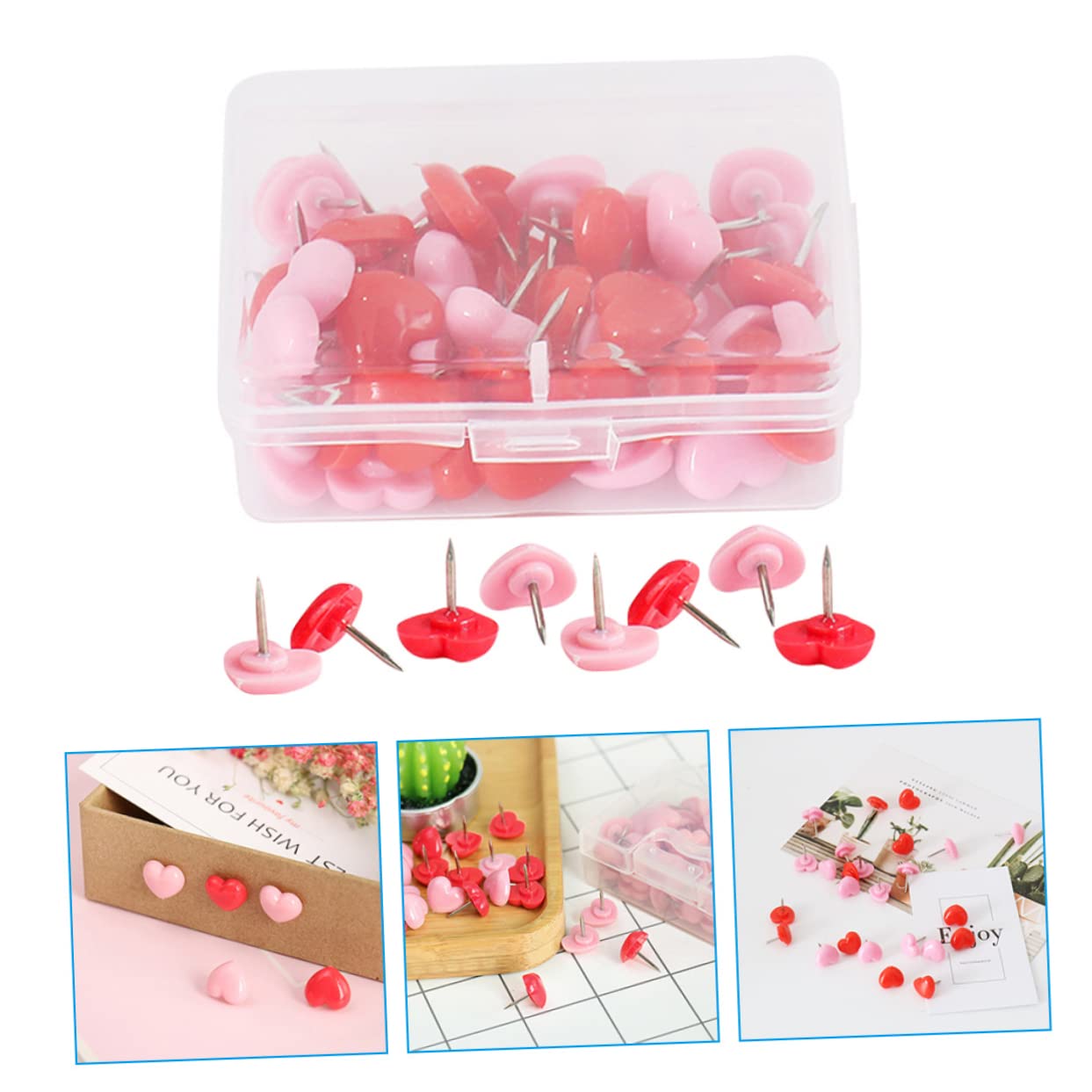 Chinchetas De Corcho Forma De Corazón Tachuelas De para Tablero De Anuncios Suministro De Oficina y Decoración De Pared