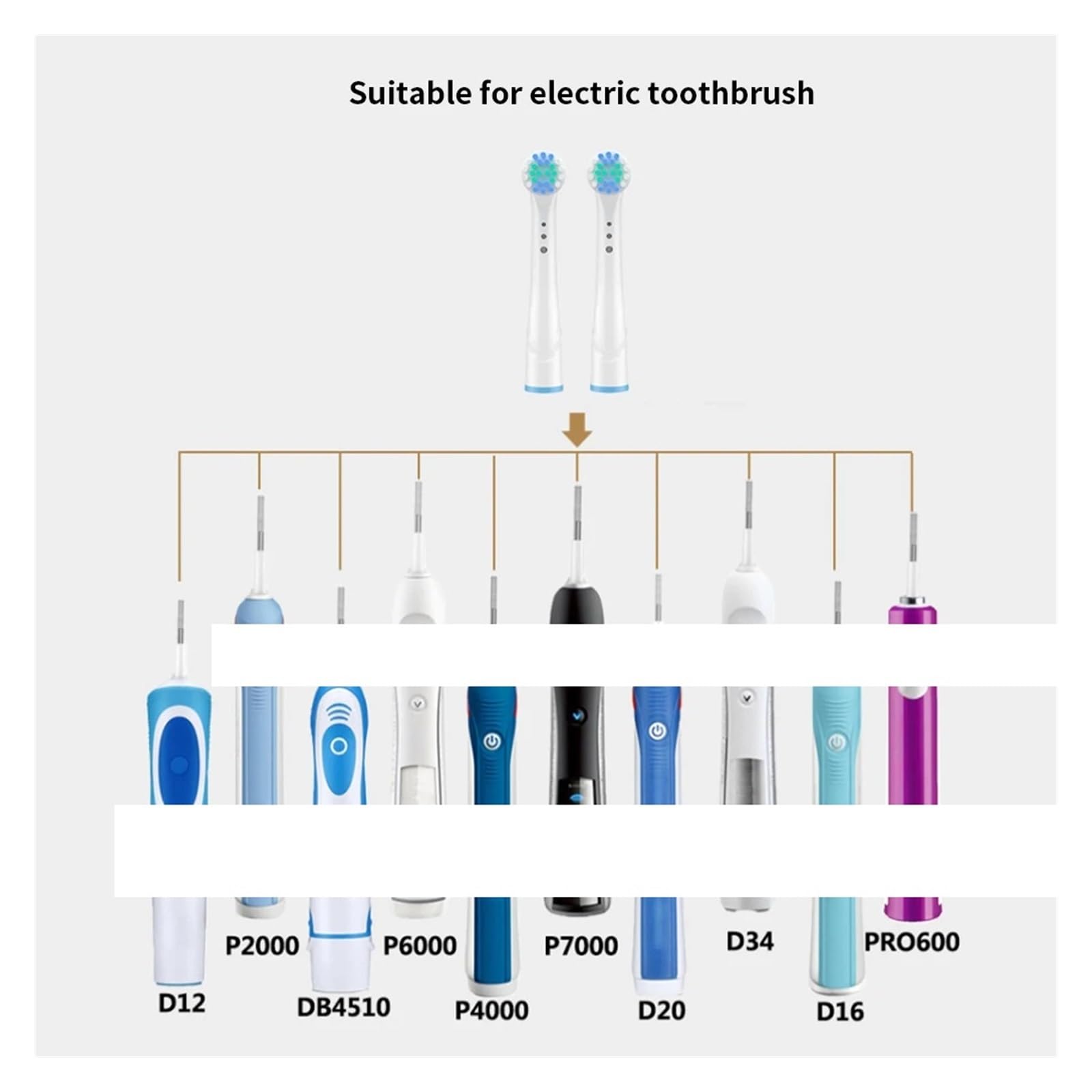 Recambio de cabezales de cepillo, repuesto de cepillo de dientes eléctrico, Compatible con O b.D12