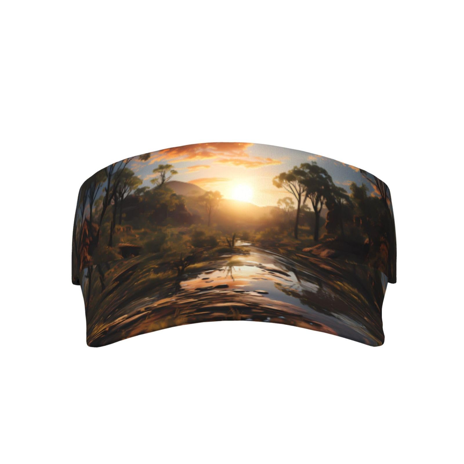 Boaitenyu Unisex Black Sunscreen Visor Cap Unique Australian Scenery Print Light Comfort For Wearing During Various Outdoor Sports