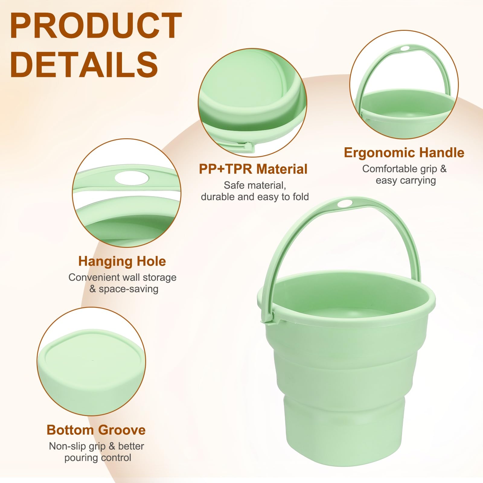 METALLIXITY Seau à eau pliable de 9 litres - Vert