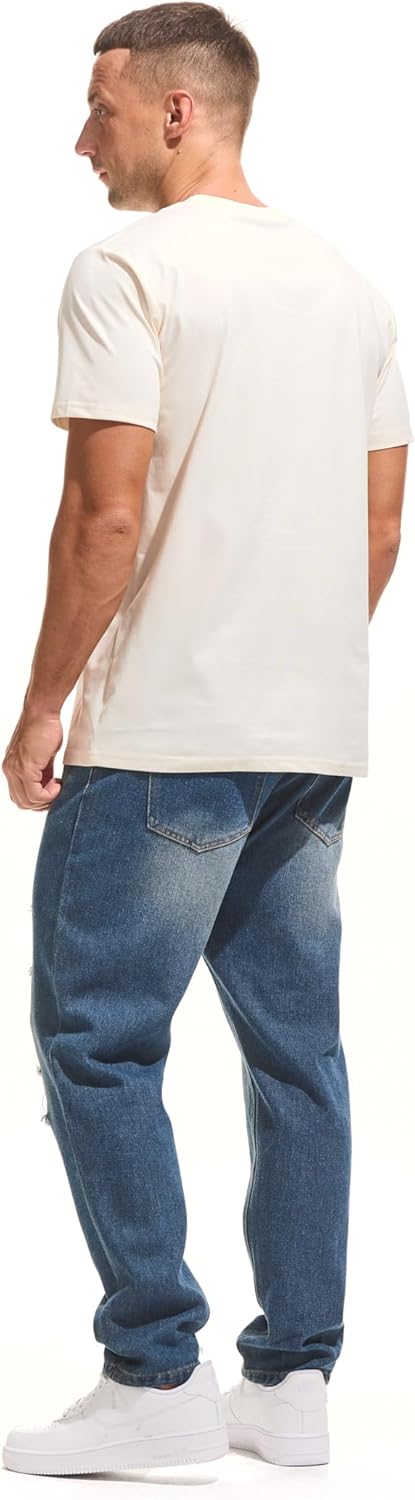 VEIISAR Men's Midweight Crew Neck T-Shirt - 210GSM Soft Cotton Blend, Regular Fit for Cooling Comfort - Image 4