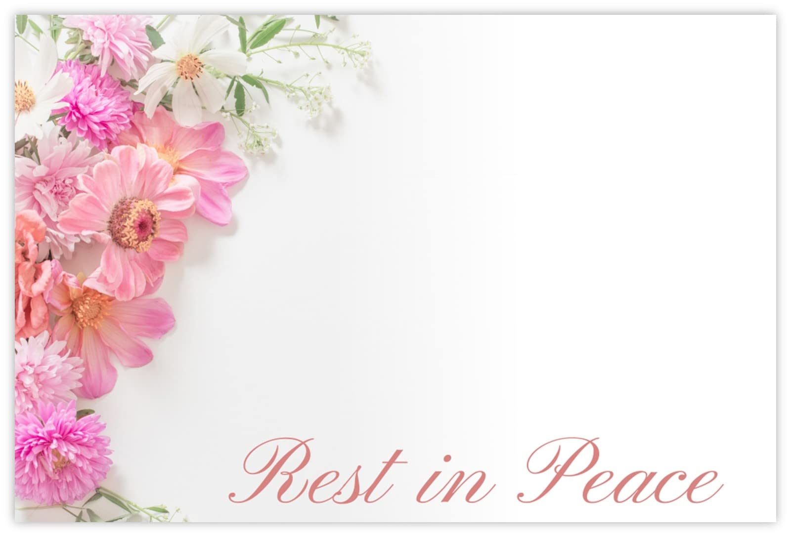 celloexpress Rest in Peace (Garden Dahlia) Flower Message Cards - 60mm x 90mm - Bereavement Florist Card Sympathy Condolences Notes (Pack of 100) โ image 1