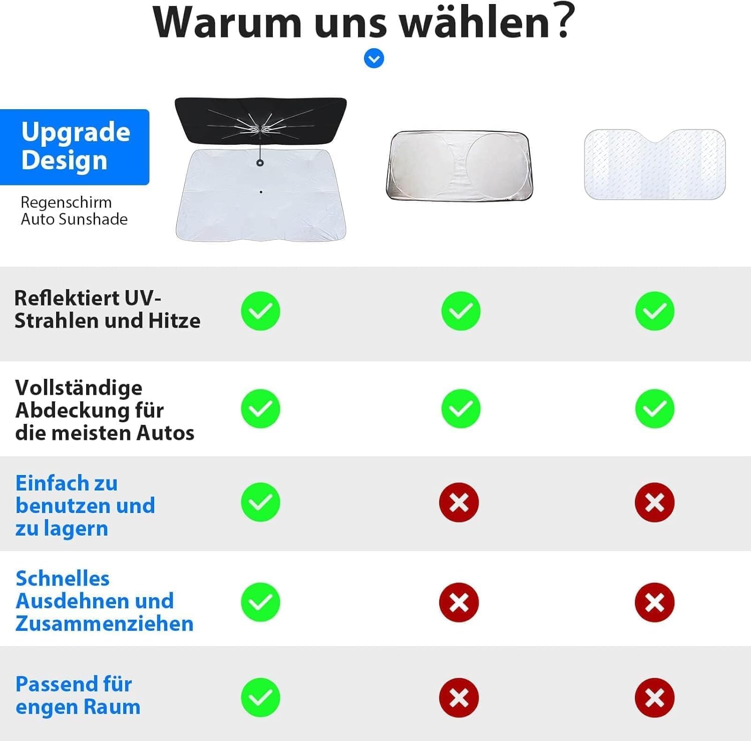 Parasol Coche Delantero Compatible para Volkswagen VW T-Cross 2019-2022, Parasol Paraguas Coche Protección UV Plegable Tapa Sol Carro,S-29 * 51in