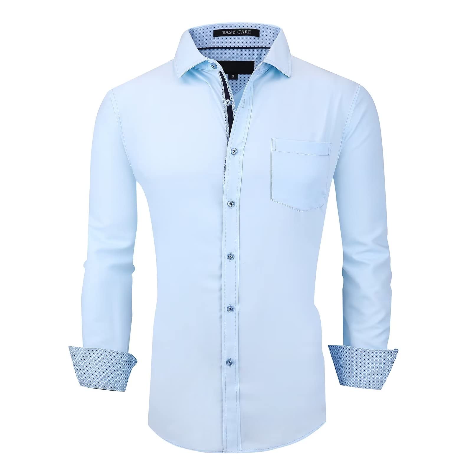 ENSO ELARDER Men's Dress Shirts Long Sleeve Stretch Wrinkle Free Formal Shirts Business Casual Button Down Shirts