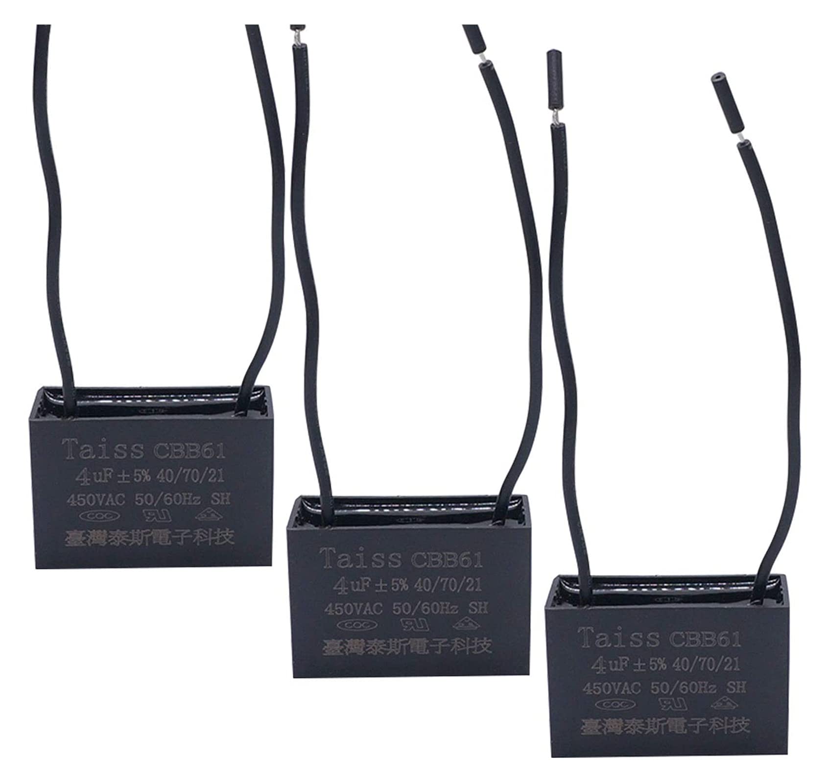 interruptor electronico Condensador de ventilador de techo CBB61 4.5uf for New Tech 2 cables 50/60Hz 450VAC (Size : 3pcs-4uf)