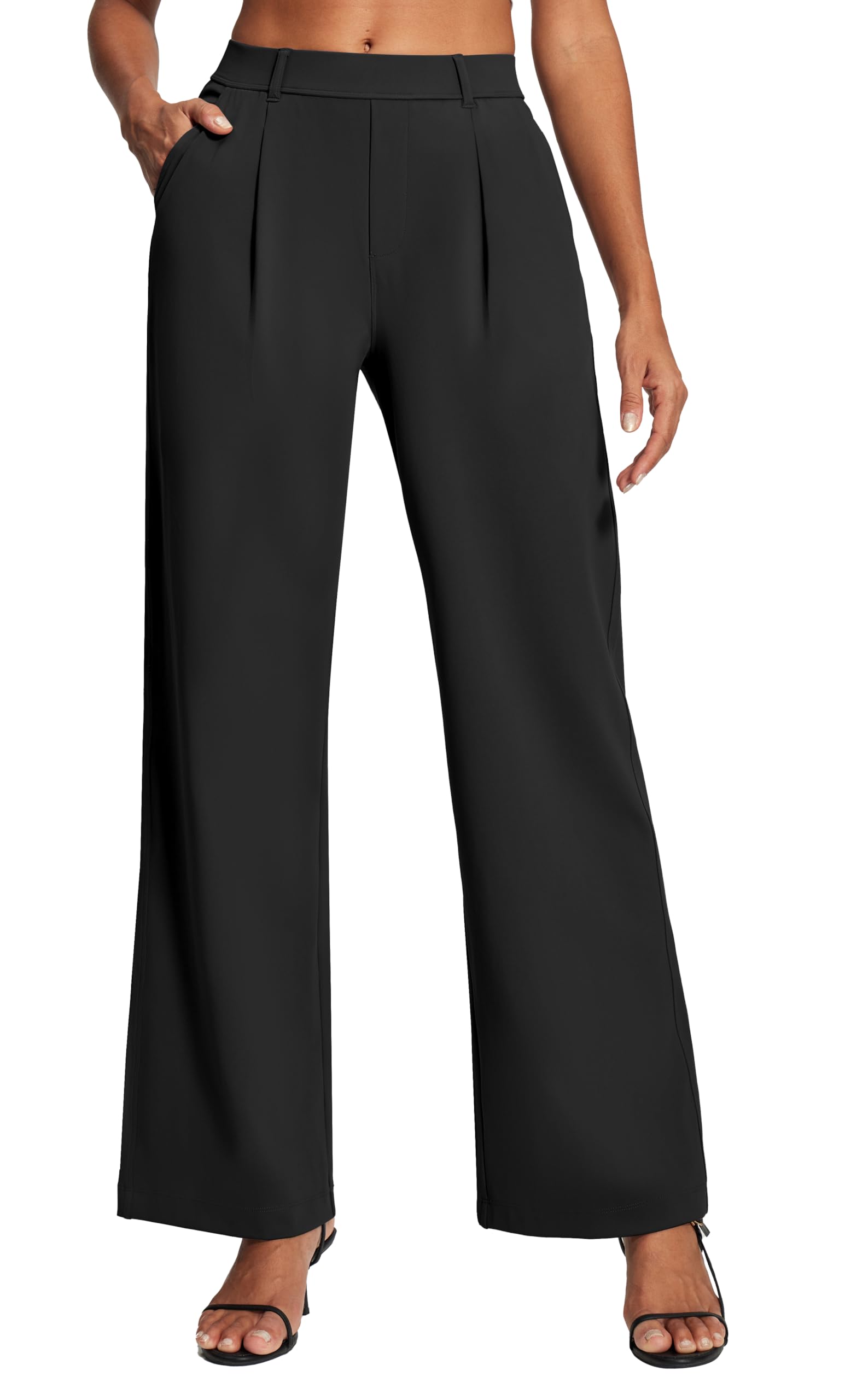 Ewedoos Dress Pants Women Wide Leg Woman Stretchy Work Pants Casual Trousers Slacks for Women Pull On Business