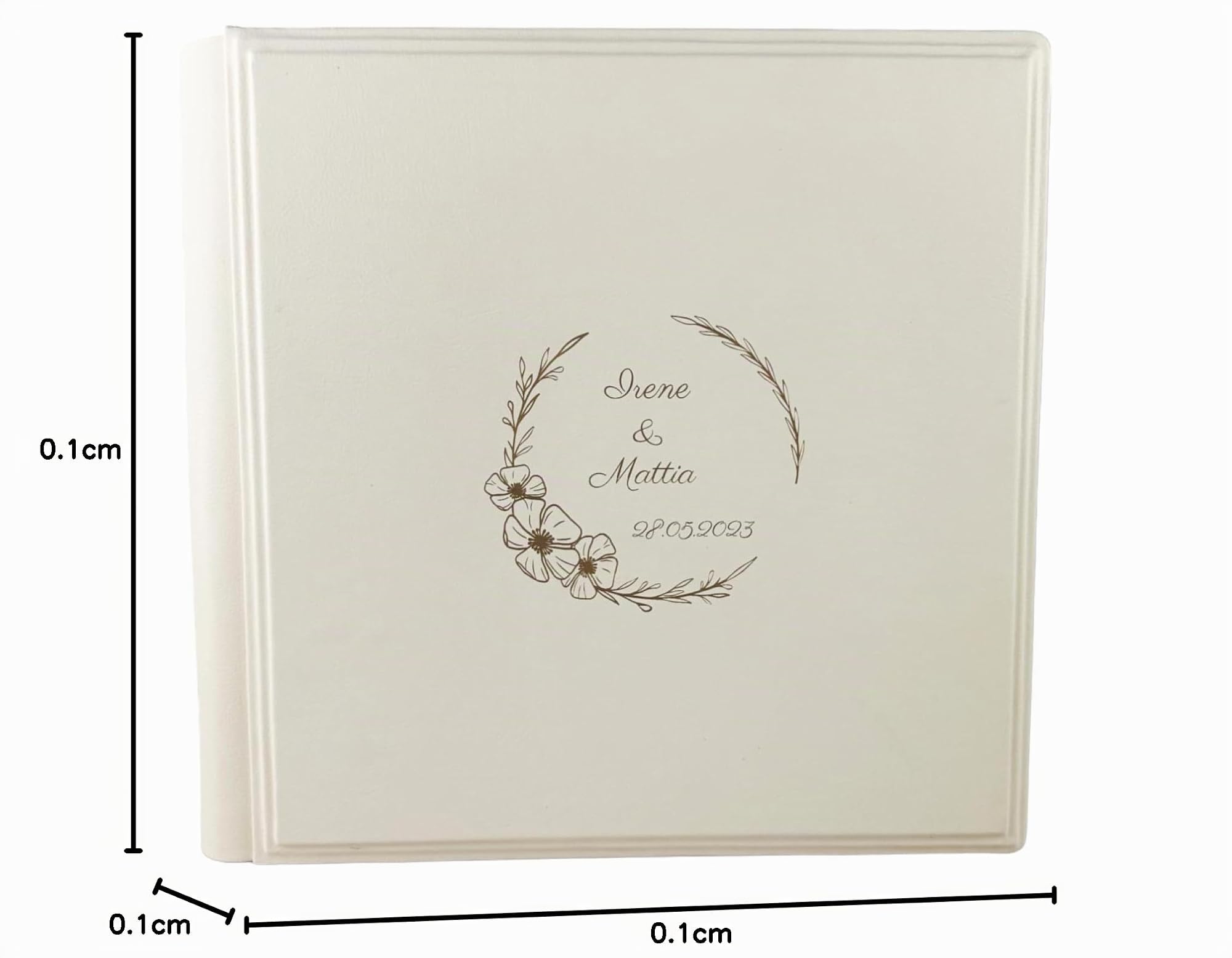TriVin Art Álbum de fotos Elios Soft – fabricación artesanal de piel sintética personalizable con grabado. Ideal para bodas, aniversarios, todos los eventos (Crema)