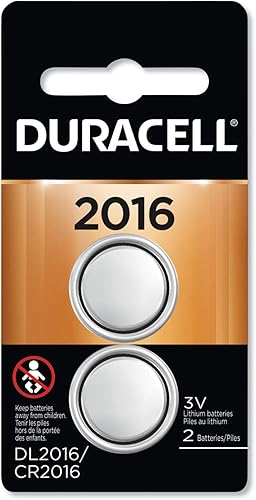 Duracell DL2016B2PK - Batería de litio para monedas, 2016, paquete de 2