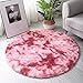F-FISH Tappeto Rotondo Tappeto Peloso, Morbido e Antiscivolo, a Pelo Lungo, per Salotto, tavolino Salotto, Camera da Letto, Computer, Sedia, Super Morbido, Antiscivolo (rosso scuro)