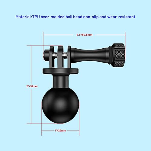 Miniatura 10 de 2 juegos de adaptadores de bola de 1 pulgada con poste roscado M6 × 0.039 in para cámara de acción y videocámara, compatible con soportes RAM,