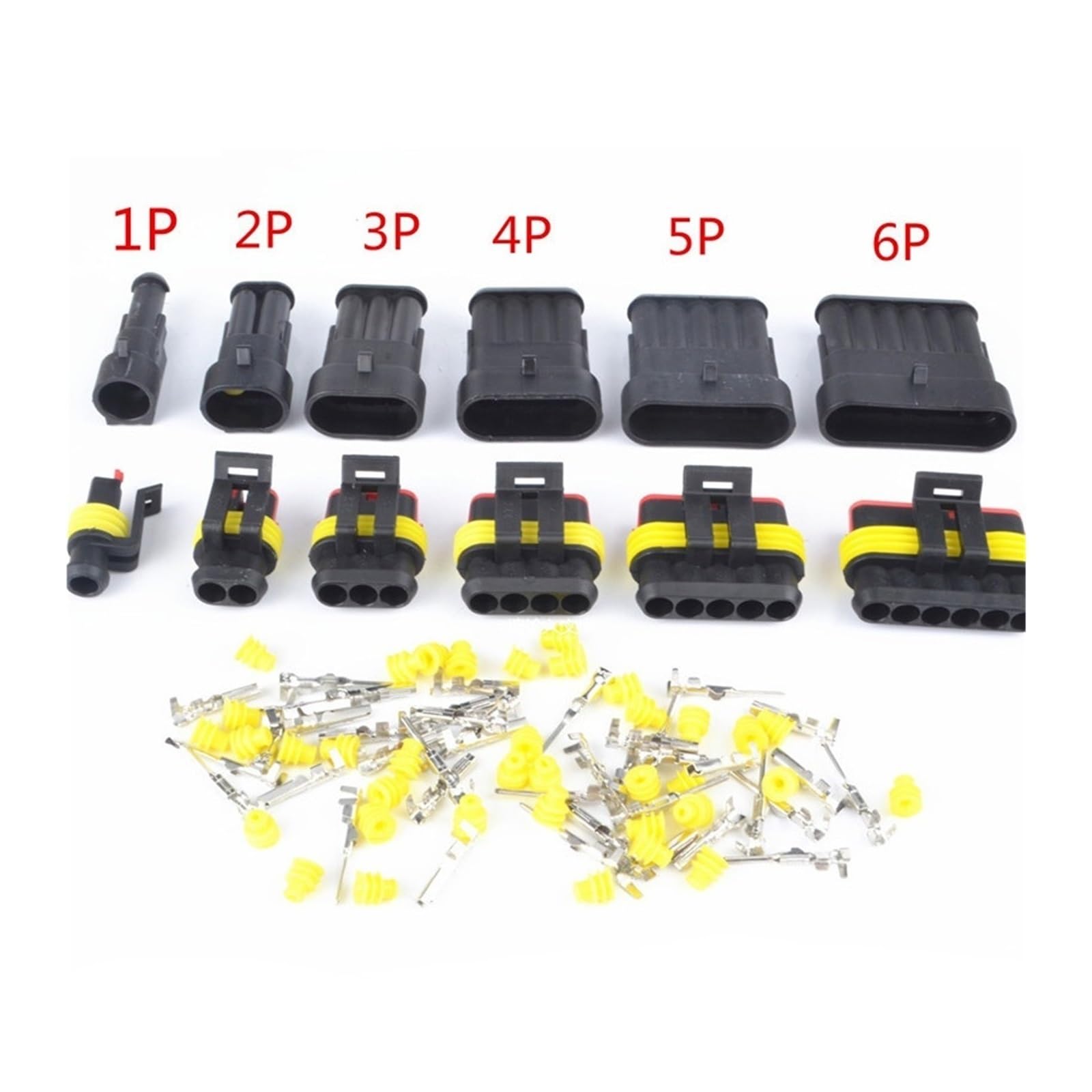 Conector automotriz impermeable de 2 pines, enchufe HID de 1/2/3/4/5/6 pines, macho y hembra for motocicleta y coche(4Pin,10sets)