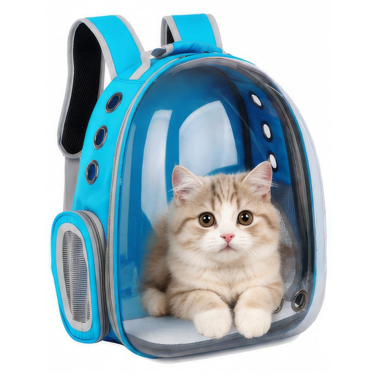ZHUIYIWIN Expandable Cat Backpack Dog Backpack, Front Backpack for Cats and Small Dogs, with Transparent Window and Zipper, for Travel, Hiking (Blue, Read More)
