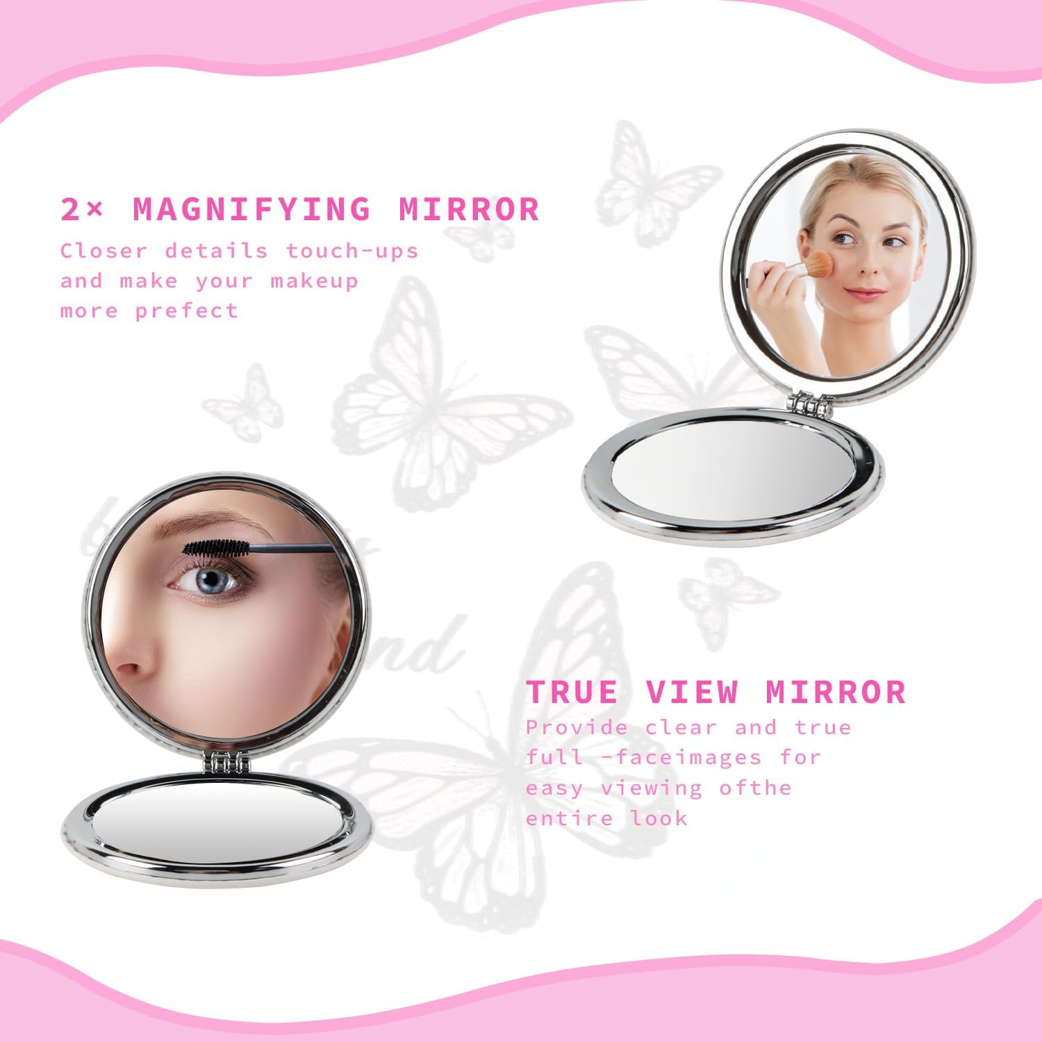 24Pcs Butterfly Compact Mirrors Bulk Wedding Party Favors for Guests, Inspirational Cute Portable Folding Makeup Mirrors Set, Return Gifts for Bachelorette Wedding Bridal Party Souvenir Gift