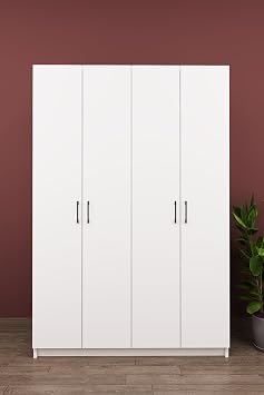 ASRA TREND L ks 4 Kapakl  Portmanto%100 MDF Ask l  Vestiyer  ok Ama l  Ayakkab l k Dolab  120x180 cm V-08 Beyaz