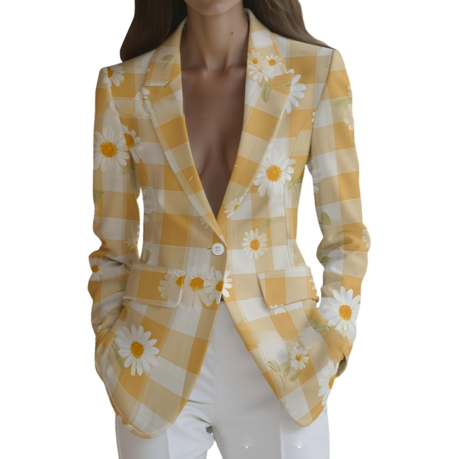 Blazer élégant pour femme, coupe ajustée, manches longues, col | Vestes de robe avec imprimé élégant, grandes tailles, avec boutons, veste de travail, bureau et occasions formelles