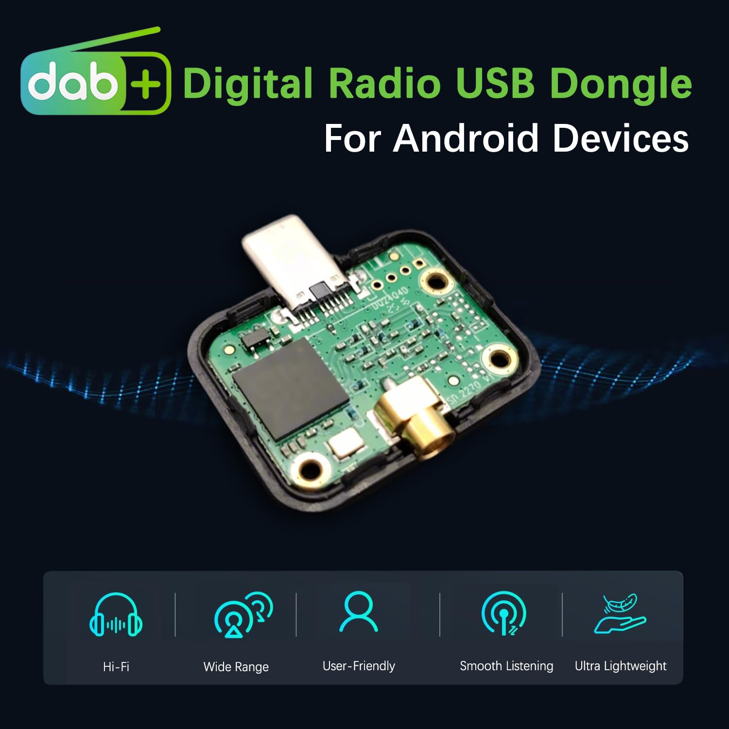Adaptateur Dab+ pour Autoradio Android USB,Tuner de Radio Numérique Véhicule avec Enregistrement pour Voiture Camionnette Fourgon avec Systèmes Android Auto Intégrés (Antenne Fouet)