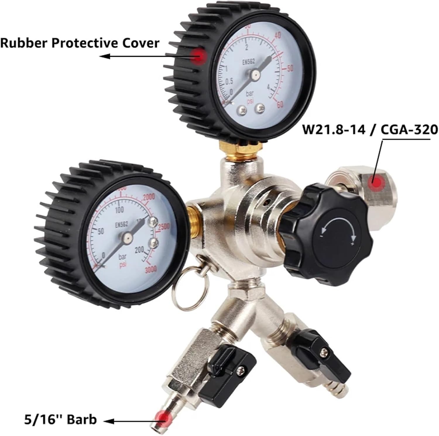 Beer Line Dual Gauge CO2 Regulator Professional Commercial Draft Beer Kegerator Carbonation Gas Line(A)