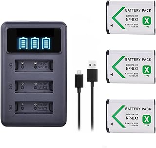 NP-BX1 Replacement Battery (3-Pack) and 3-Channel USB Charger Set for Sony NP-BX1, DSC-RX100, DSC-RX100M III,IV, V/VII,ZV-1