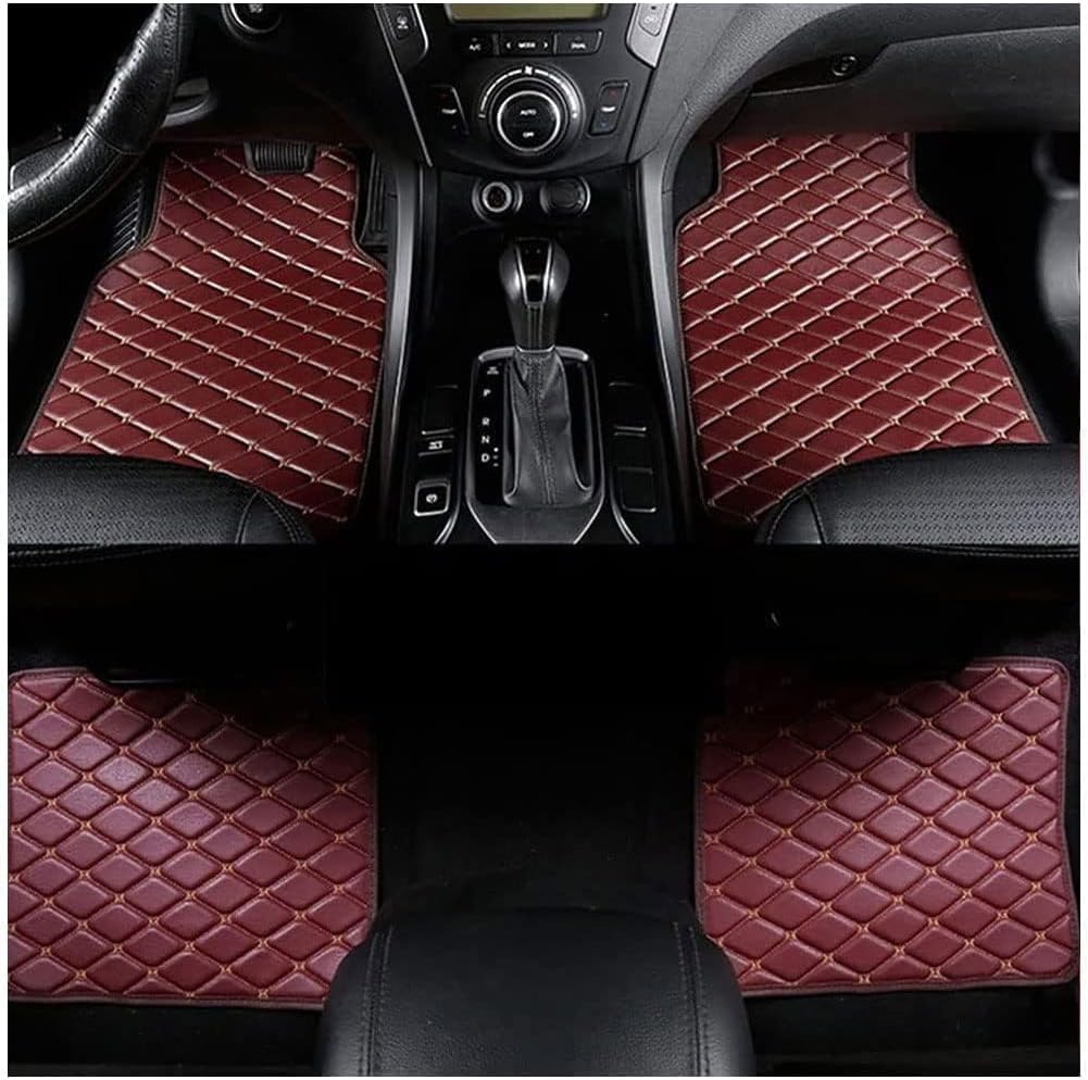 Car Floor Mats for Suzuki Swift 2013-2018, Faux Leather Car Carpet Floor Mats with Anti-Slip Backing, Durable All Weather Protection Car Front Rear Mats, Red