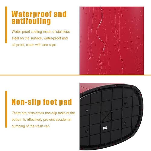 Miniatura 10 de Cubo de basura de acero inoxidable con sensor de movimiento de 13 galones (50 L) con tapa, a prueba de huellas dactilares, sin tacto, de alta