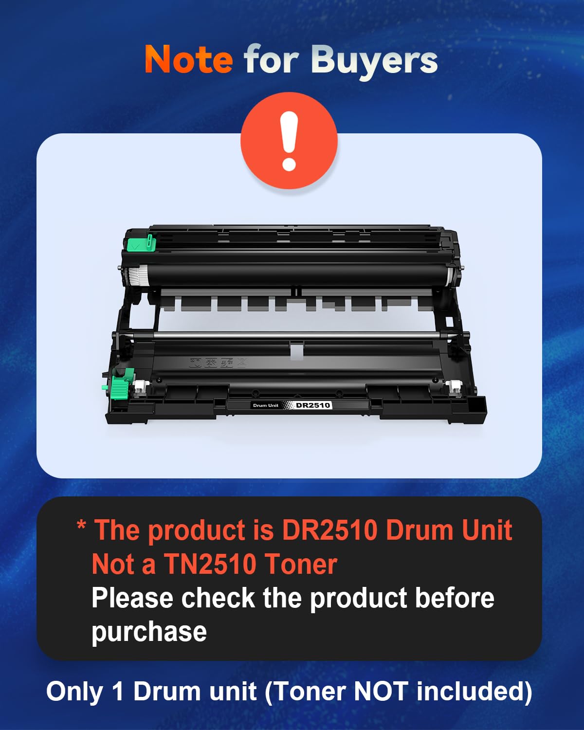 DR2510 Tamburo Compatibile con Brother TN2510 Toner DR 2510 per Brother HL-L2400DWE HL-L2445DW MFC-L2835DW MFC-L2860DWE MFC-L2827DW MFC-L2800DW DCP-L2665DW DCP-L2660DW DCP-L2620DW (NOT TONER)