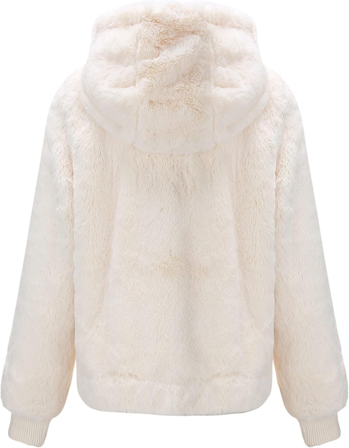 Bellivera Women's Faux Fur Coat Shearling Fluffy Fuzzy Shaggy Hood Sherpa-Lined Fleece Jacket - Image 3