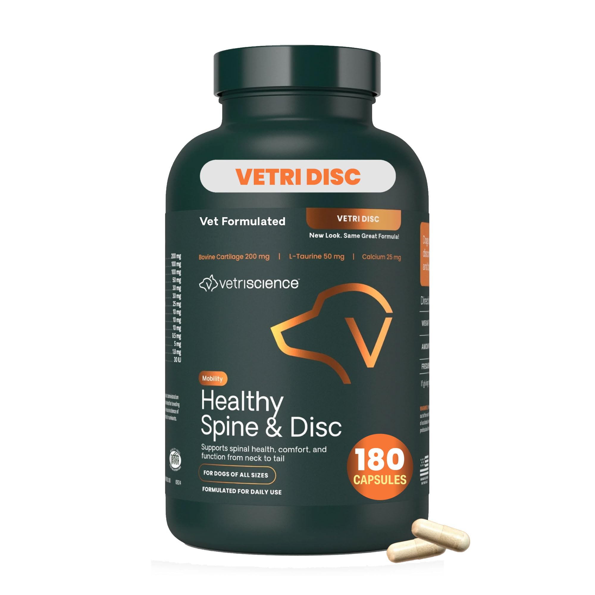 VetriScience Vetri Disc Spine and Back Support Formula with Chondroitin for Dogs - Joint Health and Mobility Support for Small Medium and Large Dogs