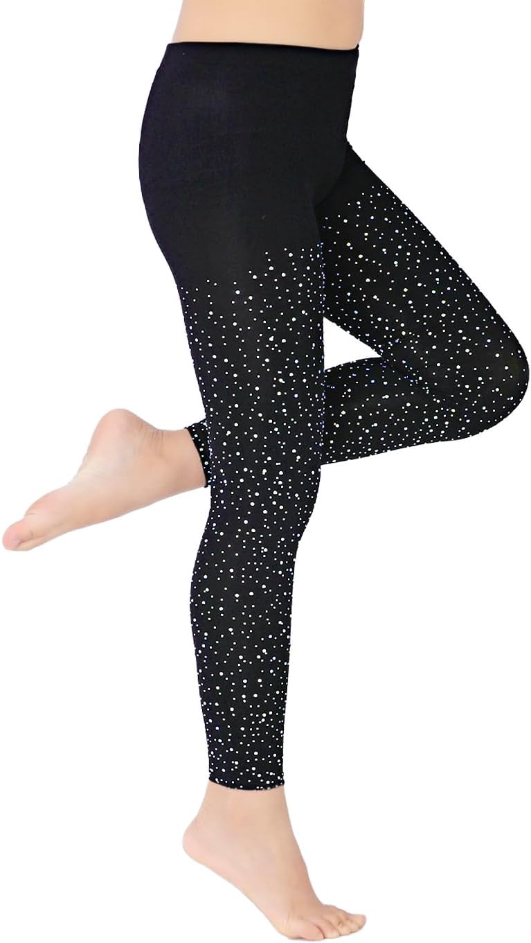 LUCKELF Girls Footless Tights with Sparkle Rhinestone Ballet Dance Tights for School Students Soft Stockings - Image 2