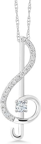 Gem Stone King Keren Hanan Inspirado en la Música 0,28 quilates blanco creado zafiro GH laboratorio cultivado diamante blanco de 10 K oro blanco