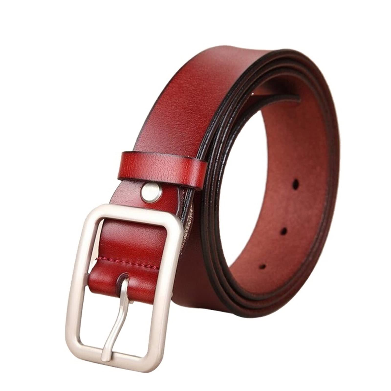 ZZSRJ Ceintures en Cuir Blanc for Ceintures for Femmes Ceinture à Boucle en métal argenté for Dames Jeans Wild Black Belt 37.40in (Belt Length : 105CM, Color : Brown)