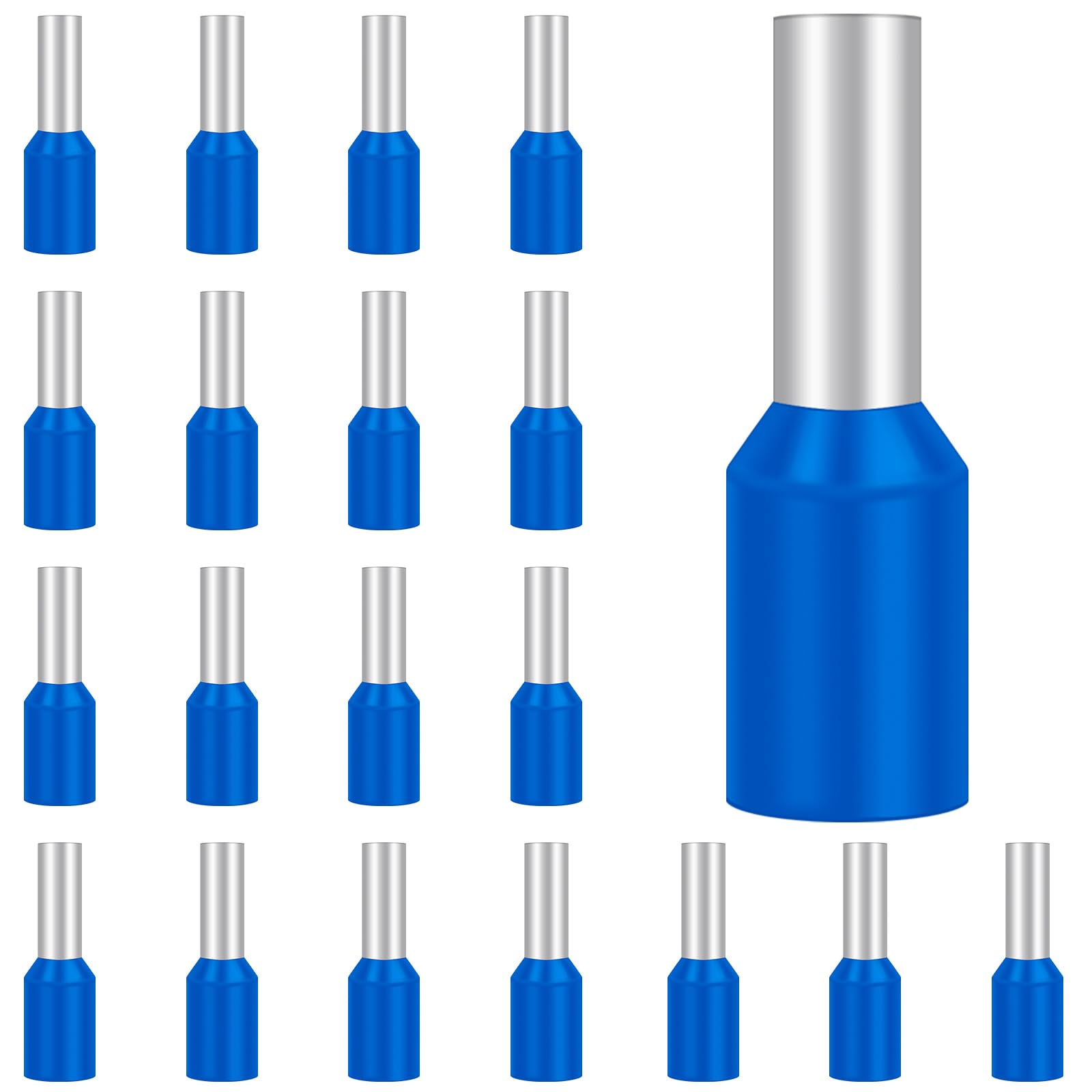 Insulated Bootlace Ferrule Wire Terminals - 100Pcs, Blue Cord Pin End Crimp Ferrules, 2.5mm², E2508
