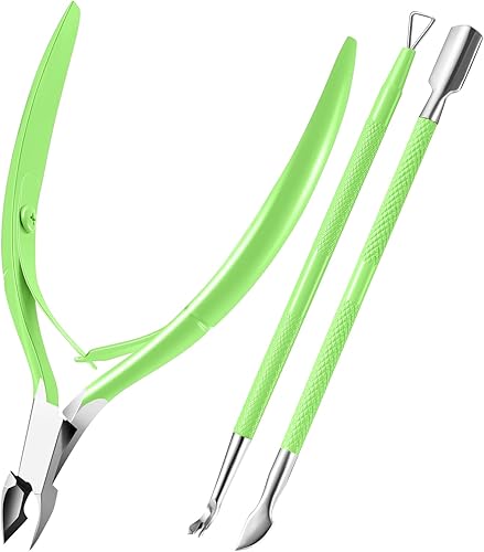 XUNXMAS - Cortador de cutículas con empujador de cutículas, cortador de cutículas, tijeras y empujador de cutículas triangulares, raspador pelador