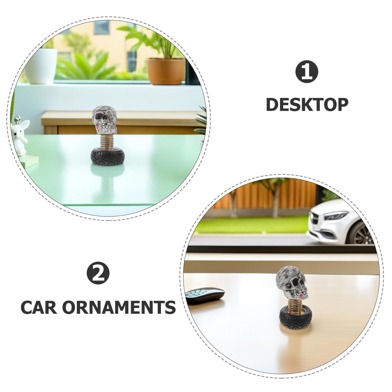 MAGICLULU Figurine Crâne Oscillante en Résine pour Tableau de Bord Décoration Fantôme Humoristique pour Voiture SUV et Camion Ornement de Capot Tête Branlante Accessoire Original pour