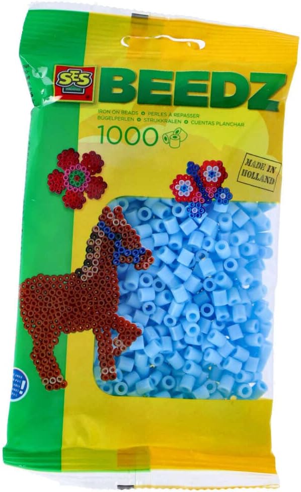 SES Creative Iron On Beads, Light Blue, 1000-Pack