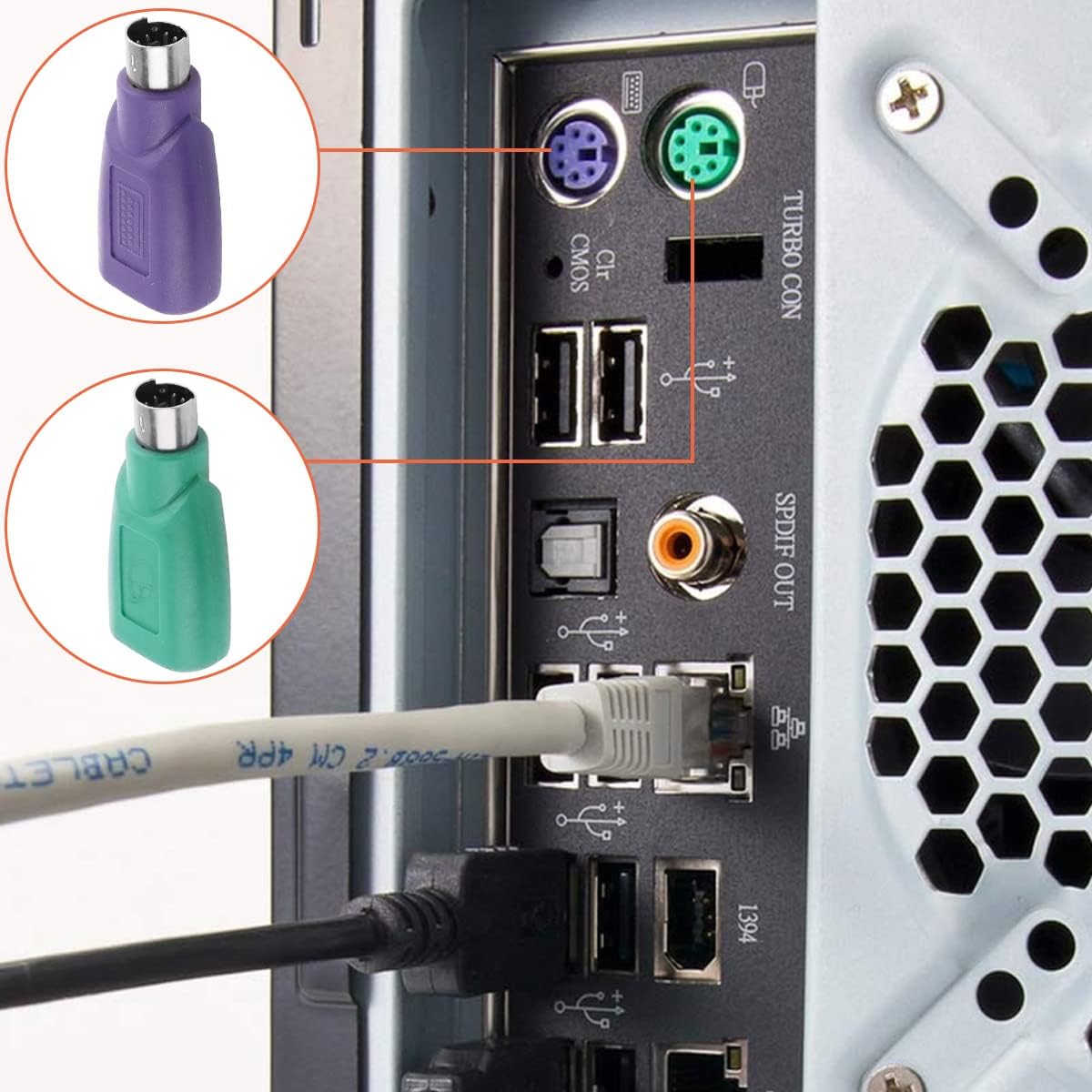 CAVO USB PS2 CONNETTORE CONVERTITORE ADATTATORE PC MOUSE TASTIERA FILO